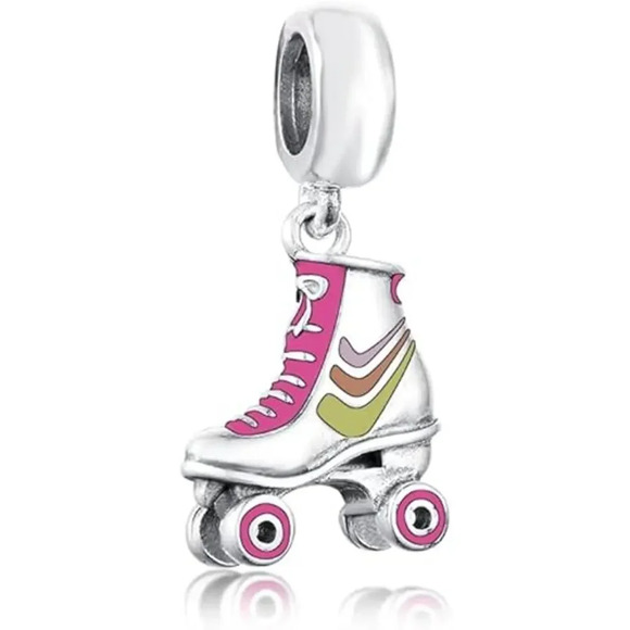 NEW Roller Skate Shoes Dangle Charm Pendant 925 Sterling Silver - Picture 1 of 4